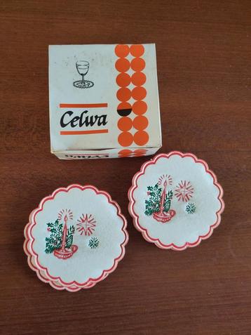 Vintage Celwa Kerstonderzetters in Doos beschikbaar voor biedingen