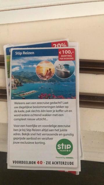 Stip reizen korting 100 euro per boeking beschikbaar voor biedingen