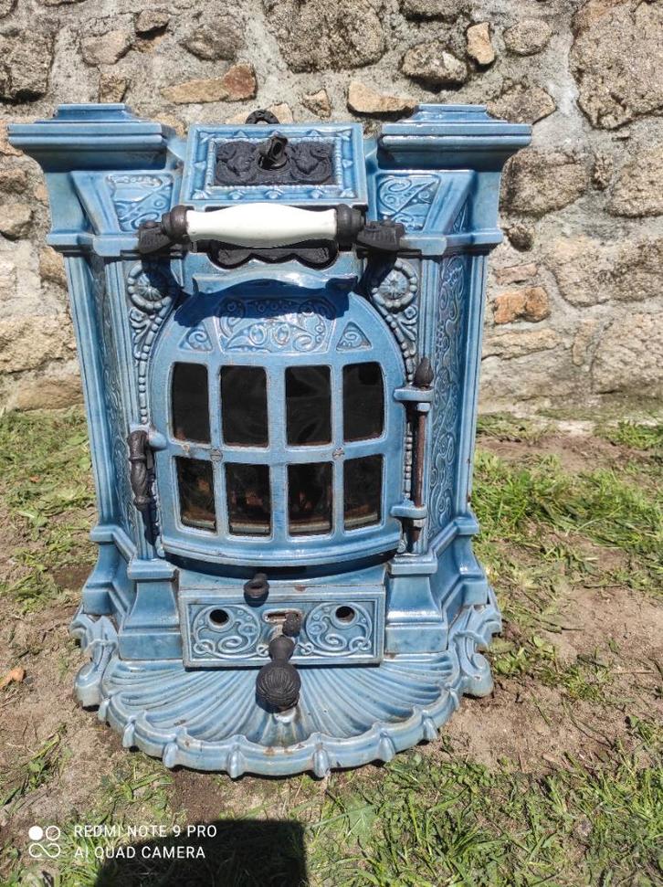 Schitterende grote gietijzeren Art-deco houtkachel, Huis en Inrichting, Kachels, Gebruikt, Vrijstaand, Houtkachel, Hout, Ophalen