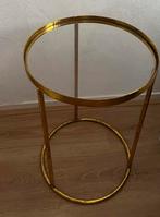 Prachtige gouseb bijzettafel met glasplaat NIEUW, 45 tot 60 cm, Minder dan 55 cm, Rond, Nieuw