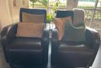 Vintage Leren Fauteuils - Set van 2, Huis en Inrichting, Fauteuils, Ophalen, Gebruikt, Leer, 75 tot 100 cm