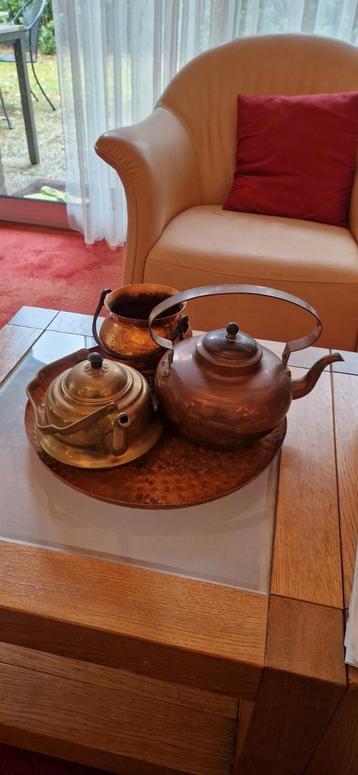 Vintage Koperen Theepotten en Pot beschikbaar voor biedingen