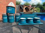 Zand zeep soda, koffie thee suiker en zout, blauw, Antiek en Kunst, Ophalen of Verzenden