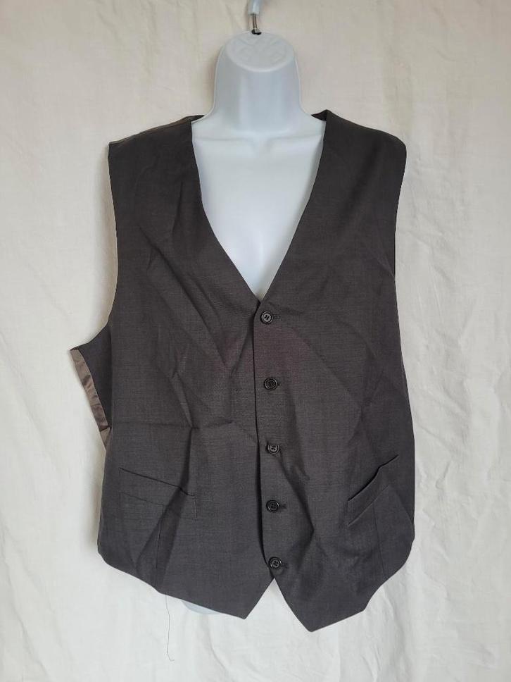 Net gillet 100% scheerwol mt 54, Kleding | Heren, Kostuums en Colberts, Zo goed als nieuw, Maat 52/54 (L), Grijs, Ophalen of Verzenden