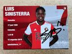 Feyenoord spelerskaart Sinisterra met handtekening, Ophalen of Verzenden, Zo goed als nieuw, Feyenoord, Spelerskaart