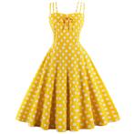 Gele witte stippen vintage jurk jurkje rockabilly polka dot, Nieuw, Knielengte, Verzenden
