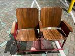 Echte vintage staal met houten bioscoopstoelen, Huis en Inrichting, Stoelen, Ophalen, Zo goed als nieuw