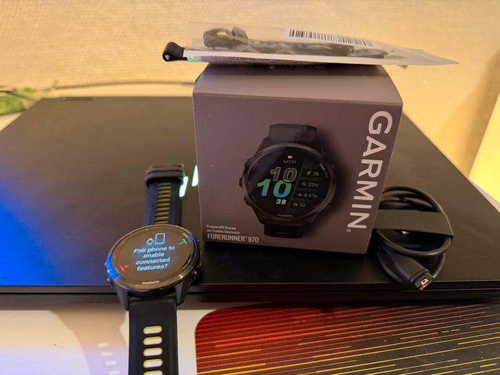 Garmin Forerunner 970, Sieraden, Tassen en Uiterlijk, Smartwatches, Zo goed als nieuw, Android, Zwart, GPS, Ophalen