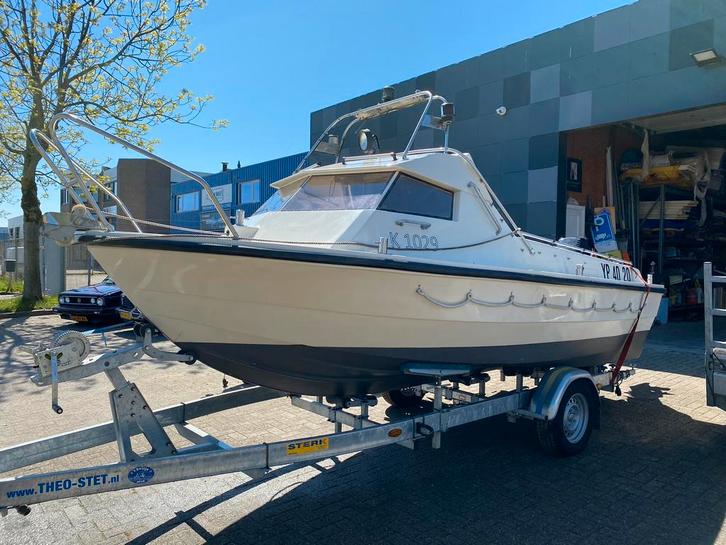 Jumbo 535 (zee)visboot met 2T 75pk Mercury buitenboordmotor, Watersport en Boten, Vis- en Consoleboten, Gebruikt, 70 pk of meer