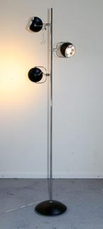 Retro bollenlamp - zwart met chroom, Huis en Inrichting, Lampen | Vloerlampen, Zo goed als nieuw, Ophalen, Retro (jaren 70/80)