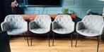 Richmond eetkamerstoel- NOMI grey velvet velours 4st. €275,-, Ophalen of Verzenden, Zo goed als nieuw, Vier, Stof