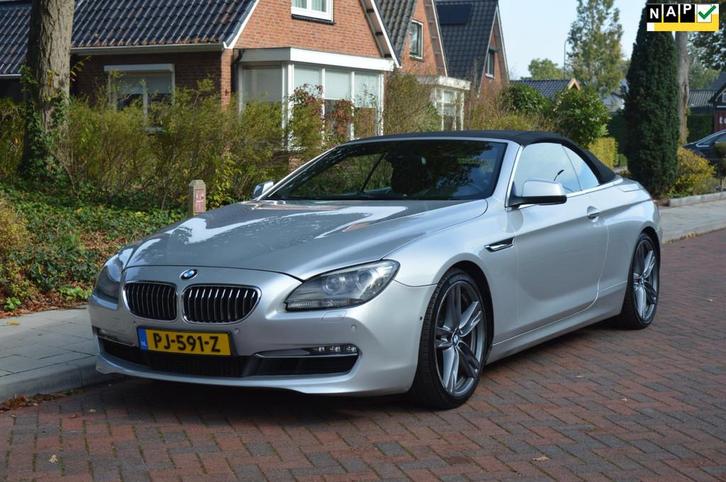 BMW 6-serie Cabrio 640i High Exe camera/leer/navi, Auto's, BMW, Bedrijf, Te koop, 6-Serie, 360° camera, ABS, Achteruitrijcamera