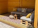 Loungeset van Euro pallets met kussens, Ophalen, 4 zitplaatsen, Gebruikt, Loungeset