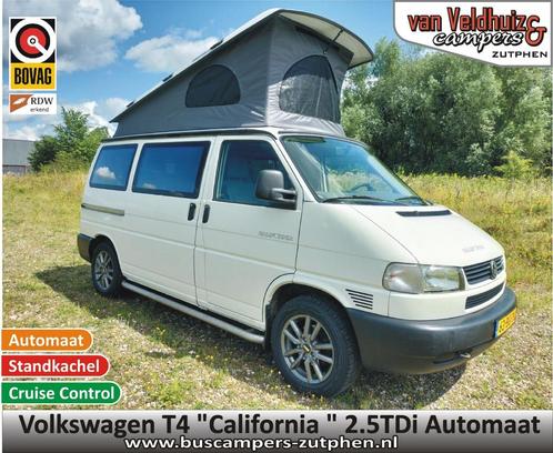 Volkswagen VW T4 "California" 2.5 TDi Automaat / 5 cil. Hefd, Caravans en Kamperen, Campers, Bedrijf, tot en met 4, Buscamper of Camperbus