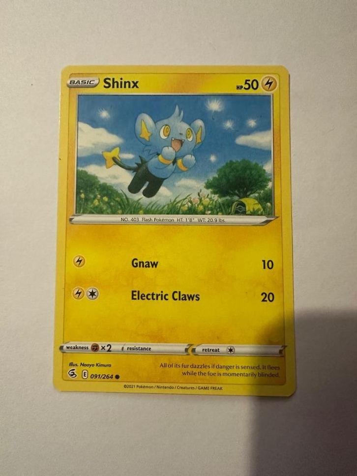 Shinx – 091/264 – Fusion Strike, Hobby en Vrije tijd, Verzamelkaartspellen | Pokémon, Zo goed als nieuw, Losse kaart, Ophalen of Verzenden