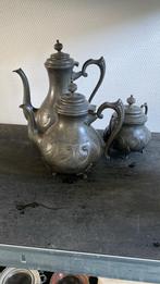 Antiek Tinnen Theeservies - 3 Delig, Antiek en Kunst, Antiek | Tin, Ophalen of Verzenden
