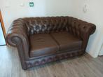 Chesterfield bank leer., Huis en Inrichting, Banken | Sofa's en Chaises Longues, Ophalen, Zo goed als nieuw, Leer
