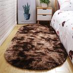 Bruin Ovaal Hoogpolig Vloerkleed / Kleed Tapijt Mat Pluche, Verzenden, Nieuw, Bruin, Ovaal