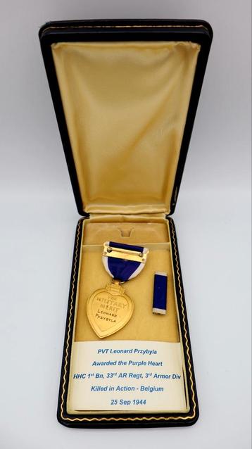 US WWII 3rd Armored Division, Killed in Action Purple Heart beschikbaar voor biedingen