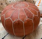 Nieuwe Marokkaanse handgemaakte leren poef, gevuld, Huis en Inrichting, Banken | Voetenbanken en Poefen, Minder dan 50 cm, Rond