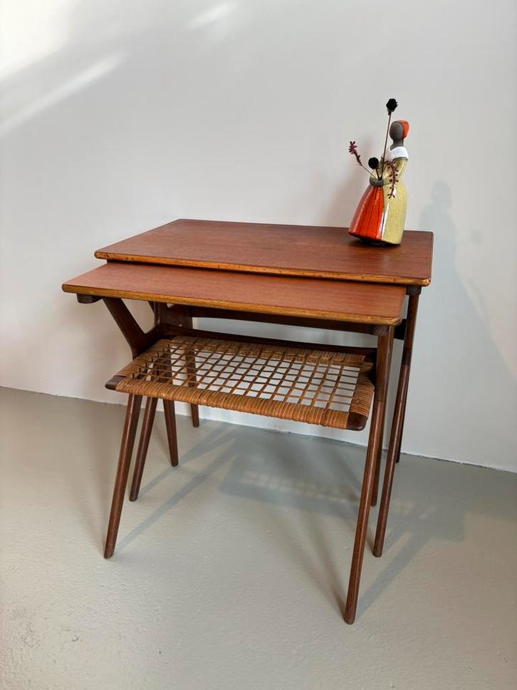 Nesting tables set  teakhout Johannes Andersen CFC Silkeborg, Huis en Inrichting, Tafels | Salontafels, Gebruikt, Minder dan 50 cm