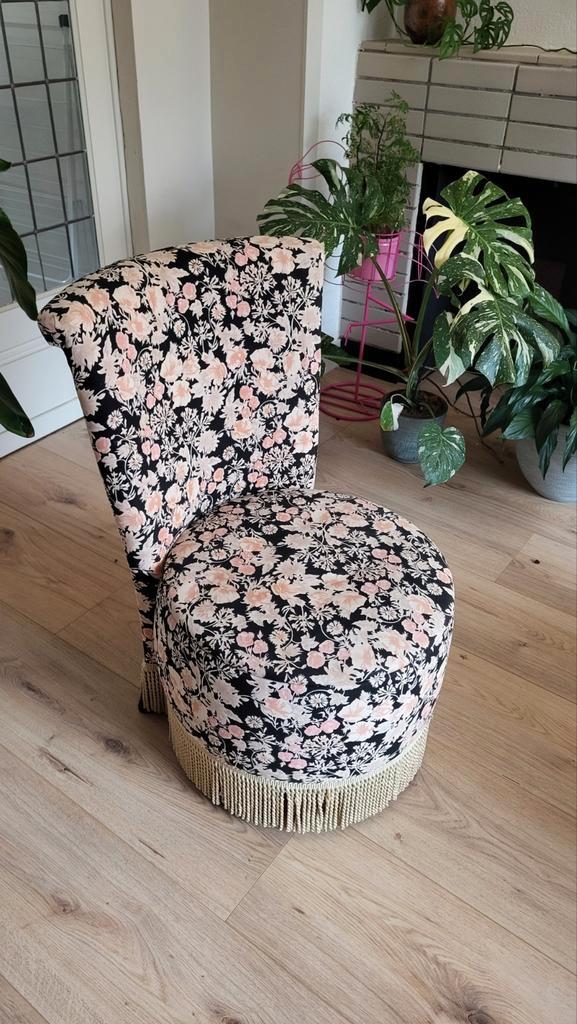 Vintage boudoir stoel met opbergruimte - Jaren '50, Huis en Inrichting, Stoelen, Gebruikt, Eén, Ophalen