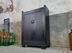 Vintage Zwarte Spekkast | Landelijke Houten Voorraad Kast 13, Huis en Inrichting, 50 tot 100 cm, Met deur(en), 25 tot 50 cm, Gebruikt