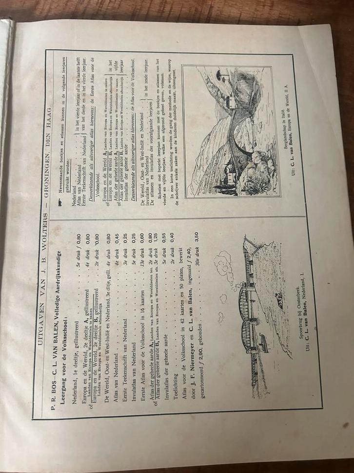Atlas Volksschool - 42 kaarten, 50 platen dertigste druk, Boeken, Atlassen en Landkaarten, Gelezen, Overige atlassen, Nederland
