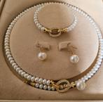 Echte parel sieraden set, Sieraden, Tassen en Uiterlijk, Kettingen, Ophalen of Verzenden, Zo goed als nieuw, Wit