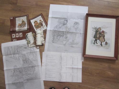 Lanarte 2 x origineel borduurpatroon kindjes in de sneeuw, Hobby en Vrije tijd, Borduren en Borduurmachines, Gebruikt, Patroon
