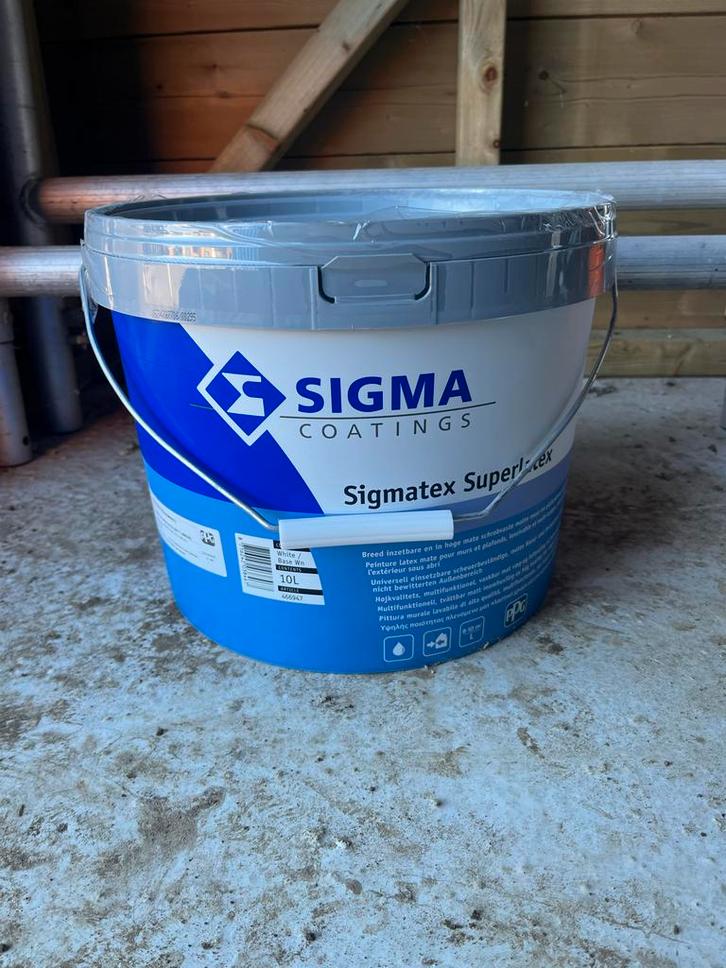 Sigma Sigmatex Superlatex Mat RAL9010 - Nieuw!, Doe-het-zelf en Verbouw, Verf, Beits en Lak, Nieuw, Verf, 5 tot 10 liter, Wit