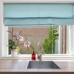 Twee groene vouwgordijnen, bijna,140 breed, Huis en Inrichting, Ophalen, Gebruikt, 100 tot 150 cm