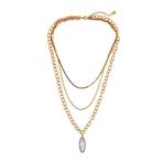 Dottilove 3 Lagen Ketting+ Parelmoer Hanger Geel Gold Plated, Overige materialen, Verstelbaar, Birgitta-Gracht 33, 6465 EL Kerkrade, Nederland
