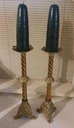 Kerk kandelaars messing 19e eeuw renaissance-revivalstijl, Antiek en Kunst, Antiek | Kandelaars, Ophalen of Verzenden