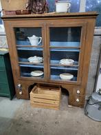 Brocante oude opzetkast bovenkast vitrinekast servieskast, Antiek en Kunst, Curiosa en Brocante, Ophalen