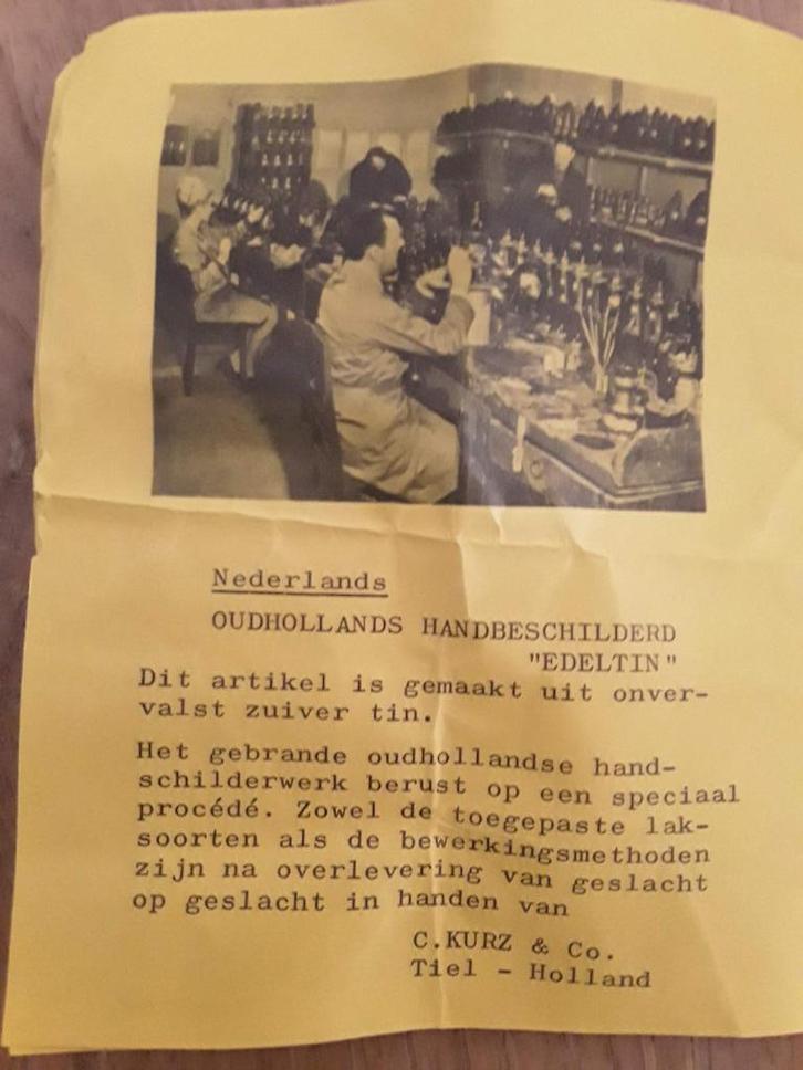 Oud Hollands handgeschilderd Edeltin, Antiek en Kunst, Antiek | Keramiek en Aardewerk, Ophalen of Verzenden