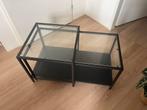 Tweedelige salontafelset – zwart/bruin met glas, IKEA stijl, Ophalen, 50 tot 100 cm, Minder dan 50 cm, Rechthoekig