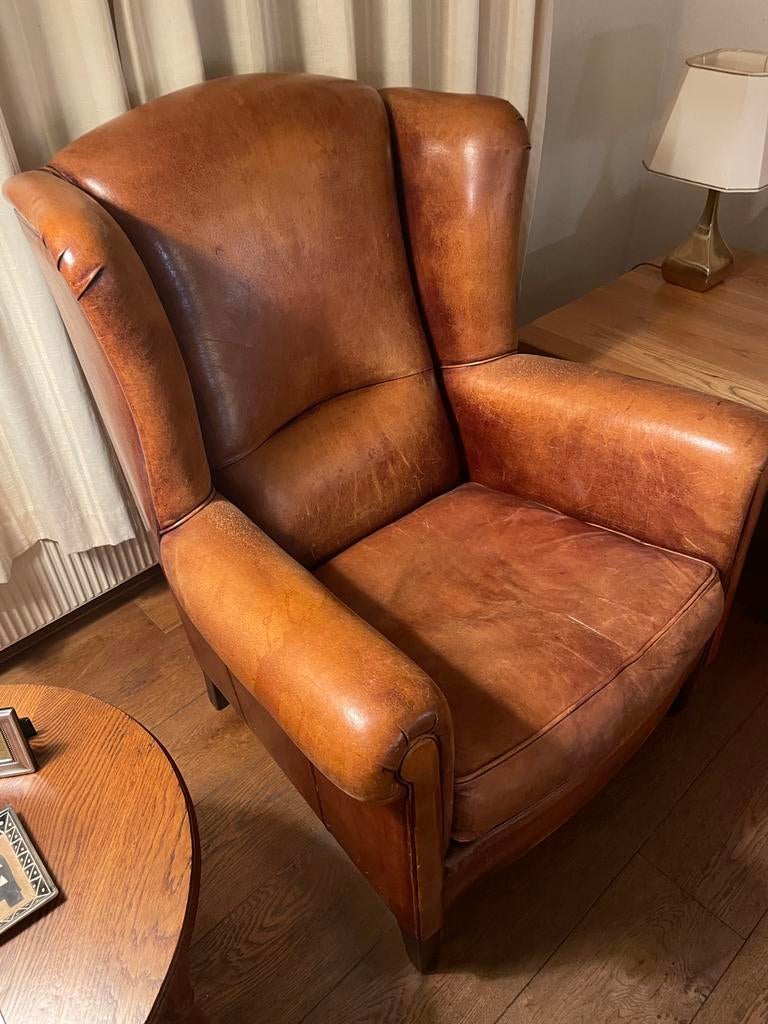 Chesterfield oorfauteuil, Huis en Inrichting, Fauteuils, Ophalen, Gebruikt, Chesterfield, 75 tot 100 cm