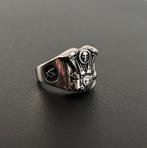 Biker motorcycle ring, Sieraden, Tassen en Uiterlijk, Ringen, Ophalen of Verzenden, Zo goed als nieuw, 20 of groter, Zilver