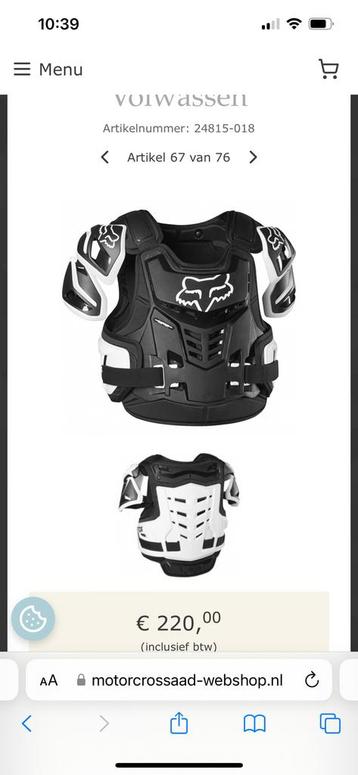 Fox Raptor Bodyprotector Zwart Wit beschikbaar voor biedingen