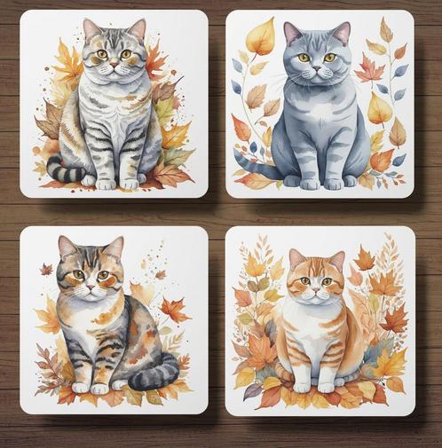 Brits Korthaar Herfst onderzetters met houder, Huis en Inrichting, Woonaccessoires | Onderzetters, Nieuw, Glas of Kopje, Ophalen of Verzenden