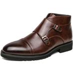 Nieuwe pu leren heren schoenen maat 47. Binnenzool 30 cm., Bruin, Nieuw, Ophalen of Verzenden, Gespschoenen