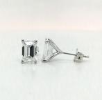 Diamanten Oorbellen Emerald 2.05ct VVS D - 18k ! Wit goud, Wit, Nieuw, Ophalen of Verzenden, Met edelsteen