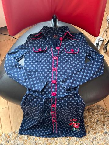 Tante Betsy Jurk - Donkerblauw Hartjes - Maat S beschikbaar voor biedingen