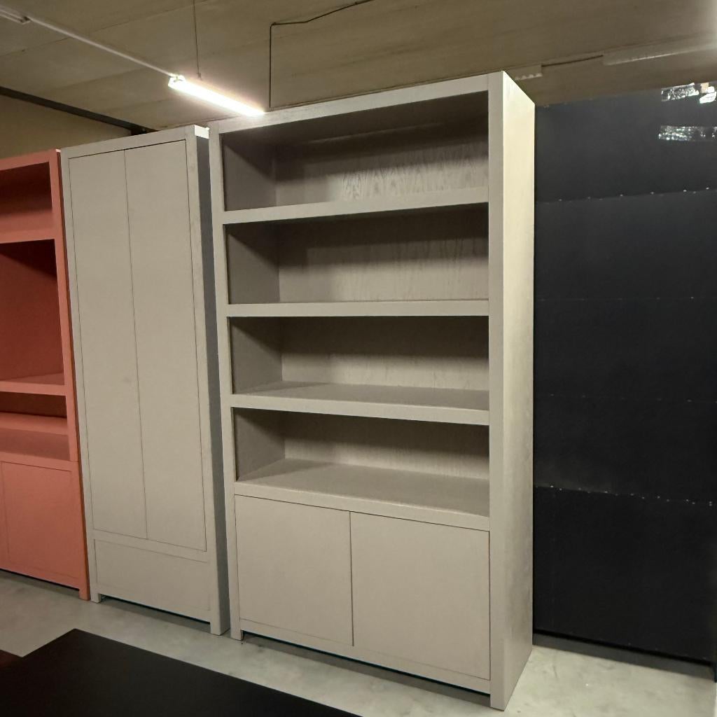 Japandi vakken kast 80 en 120 x 220cm set hotel chique taupe, Huis en Inrichting, Kasten | Boekenkasten, Ophalen, Met deur(en)