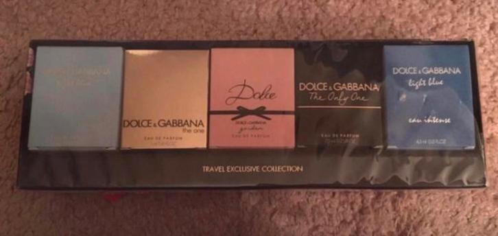 Dolce Gabbana 5 miniaturen travel exclusive collection, Verzamelen, Parfumverzamelingen, Nieuw, Miniatuur, Gevuld, Verzenden