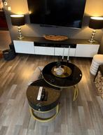 Salontafel rond 70 cm & 60 cm met lade zwarr marmer goud, Ophalen of Verzenden, Nieuw, Rond