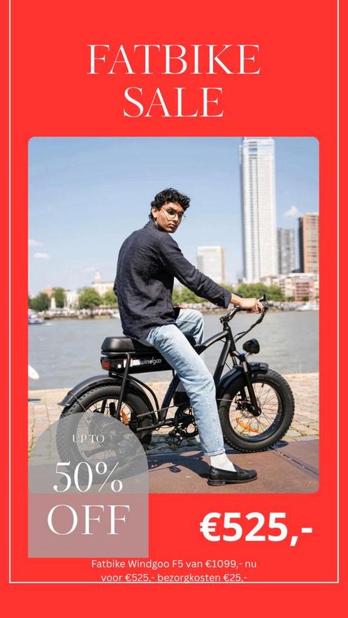 Fatbike Windgoo F5 MET PRIJSGARANTIE!, Fietsen en Brommers, Elektrische fietsen, Nieuw, Overige merken, 59 cm of meer, 50 km per accu of meer