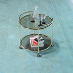 Vintage trolley messing & rookglas midmod bar cart brass, Ophalen of Verzenden, Gebruikt