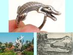 Zilveren Boeaya (krokodil) ring uit Java, Verzenden, Nieuw, Dame of Heer, Zilver